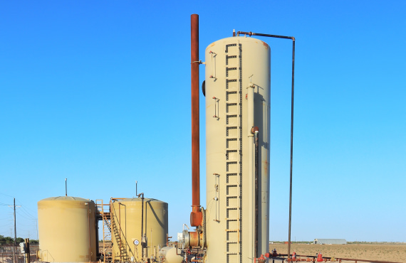 Onshore oil and gas operations use heater treaters to separate crude oil and gas from water and other materials.  Onshore oil and gas operations use heater treaters to separate crude oil and gas from water and other materials.